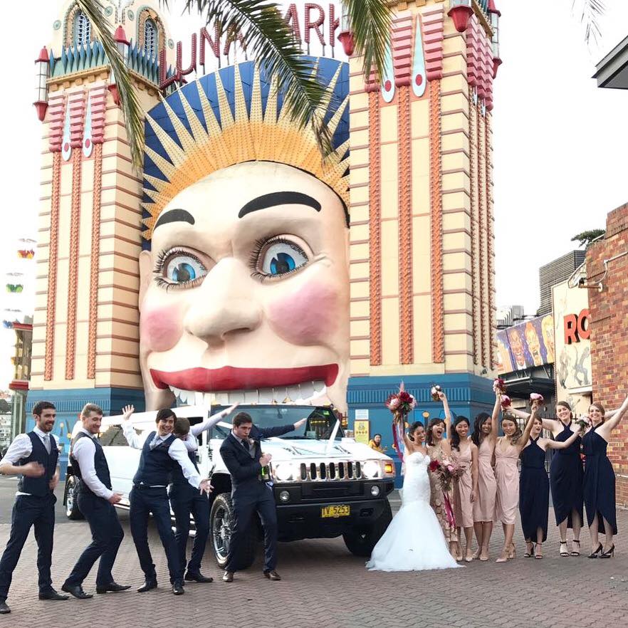 Wedding party celebrations with our H2 stretch Hummer wedding limousine