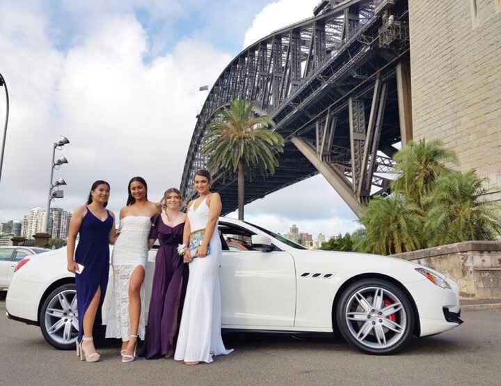 Our Maserati Quattroporte sedan pictured with these young ladies for their school formal