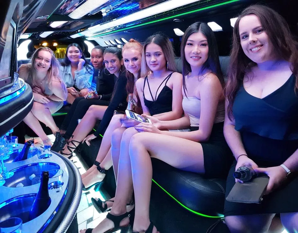 Girls night out in a stretch limousine. You don't really need an excuse but it could be a formal, hens night, special event or just a night on the town.
