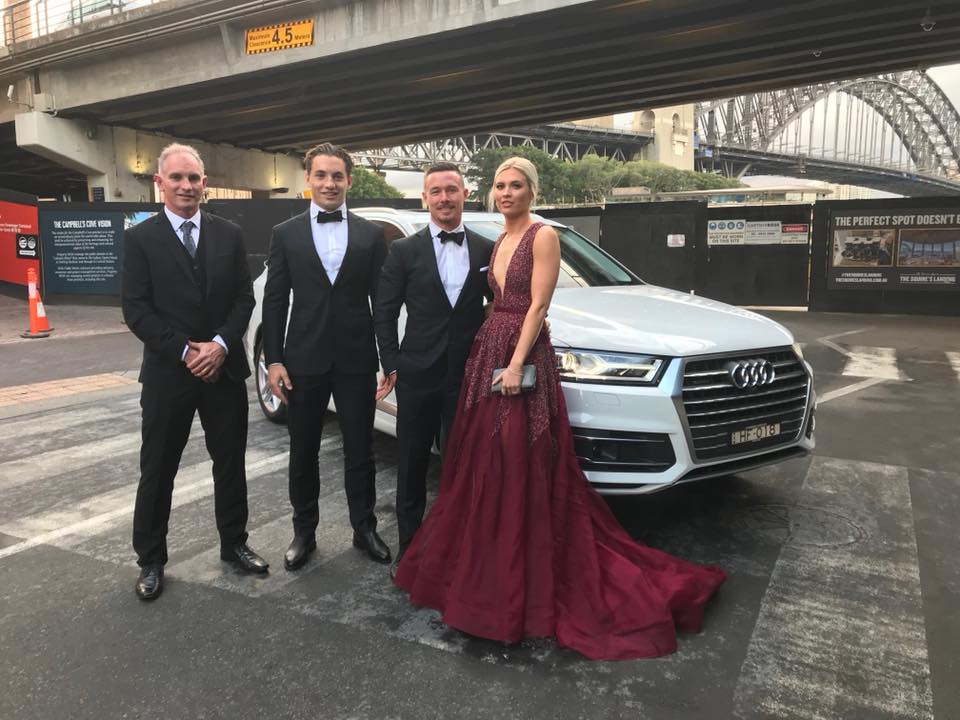 Transporting South Sydney Rabbitohs Damien Cook & Cameron Murray to the Dally M Awards in 2018. VIP NRL players being transported in style to awards ceremony in our amazing Audi Q7