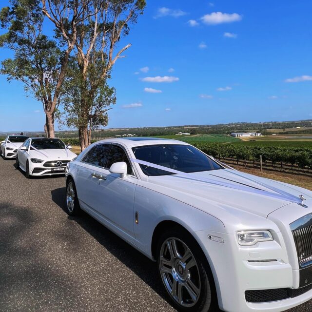Modern luxury chauffeur vehicle prepared for a wedding
